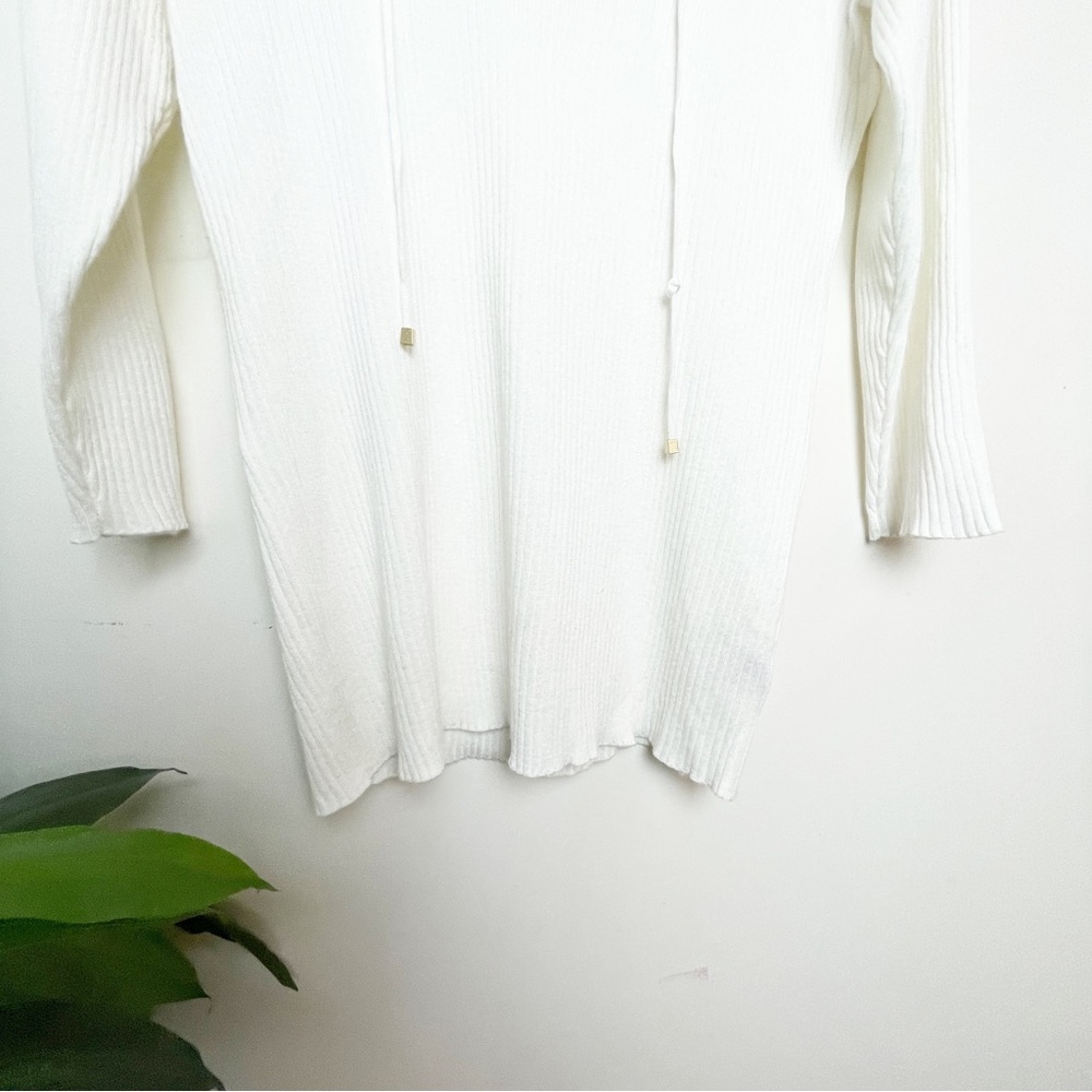 NWT Jennifer Lopez 2X White Ribbed Lace-Up Sweater Tunic Top Plus Size - Picture 7 of 9